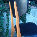 Four chairs in skaï, Scandinavian style, 60s