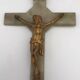 Vintage onyx stone wall crucifix and gold metal christ