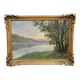 A Maury: oil on canvas painting view of Lake Annecy around 1920