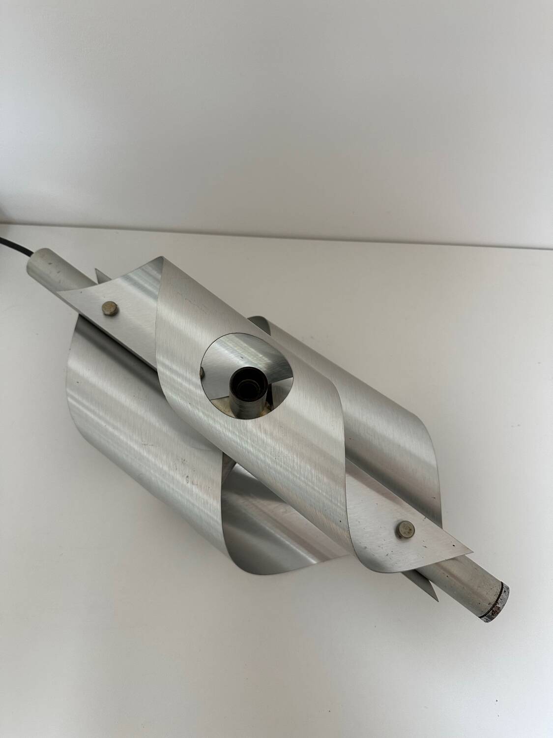 Suspension, brushed aluminum chandelier, Space Age style 1970s
