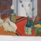 Still life with shells on striped tablecloth, Guy Leclercq, 20th century