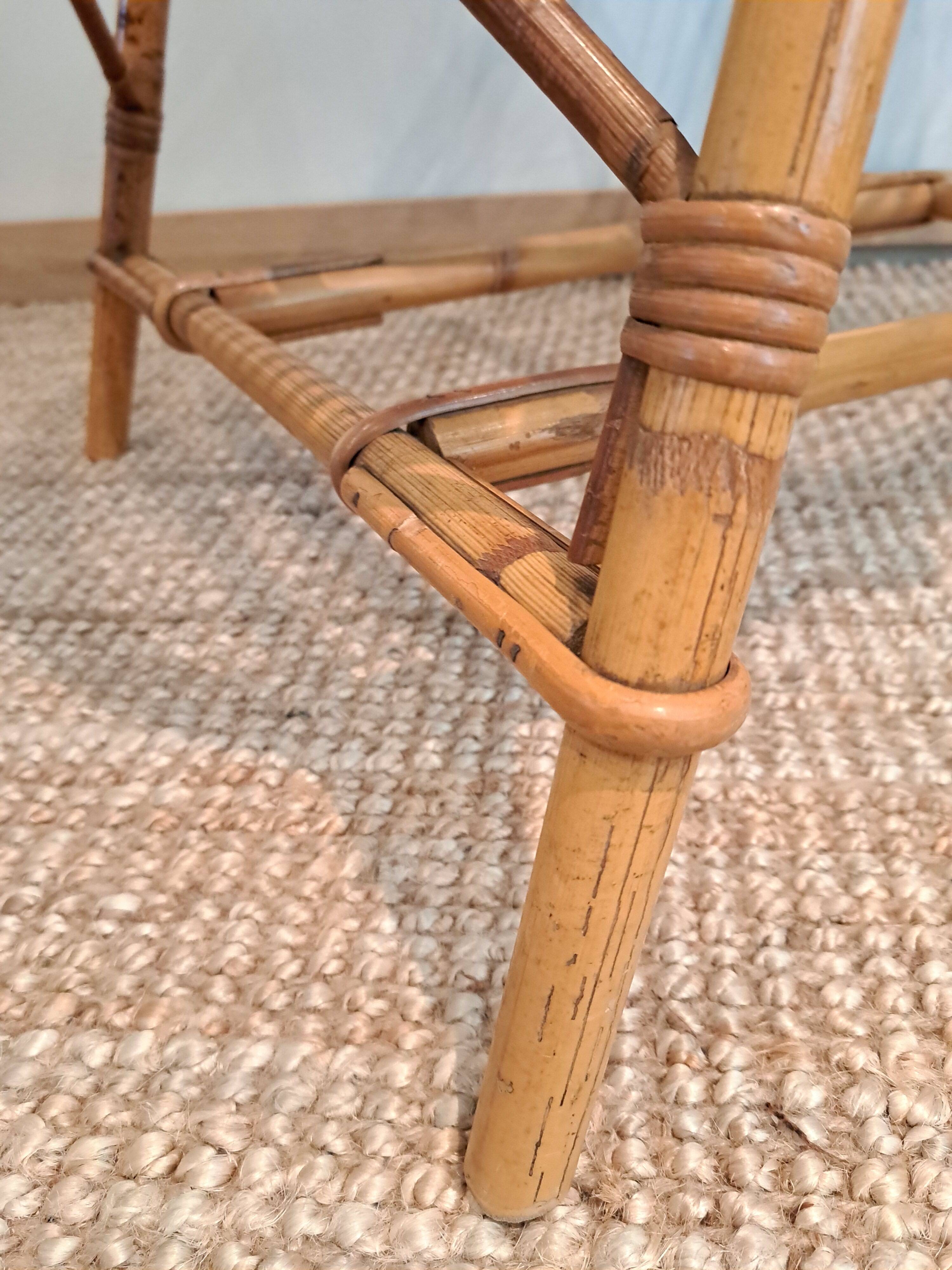 Vintage rattan & bamboo armchair from the 60s