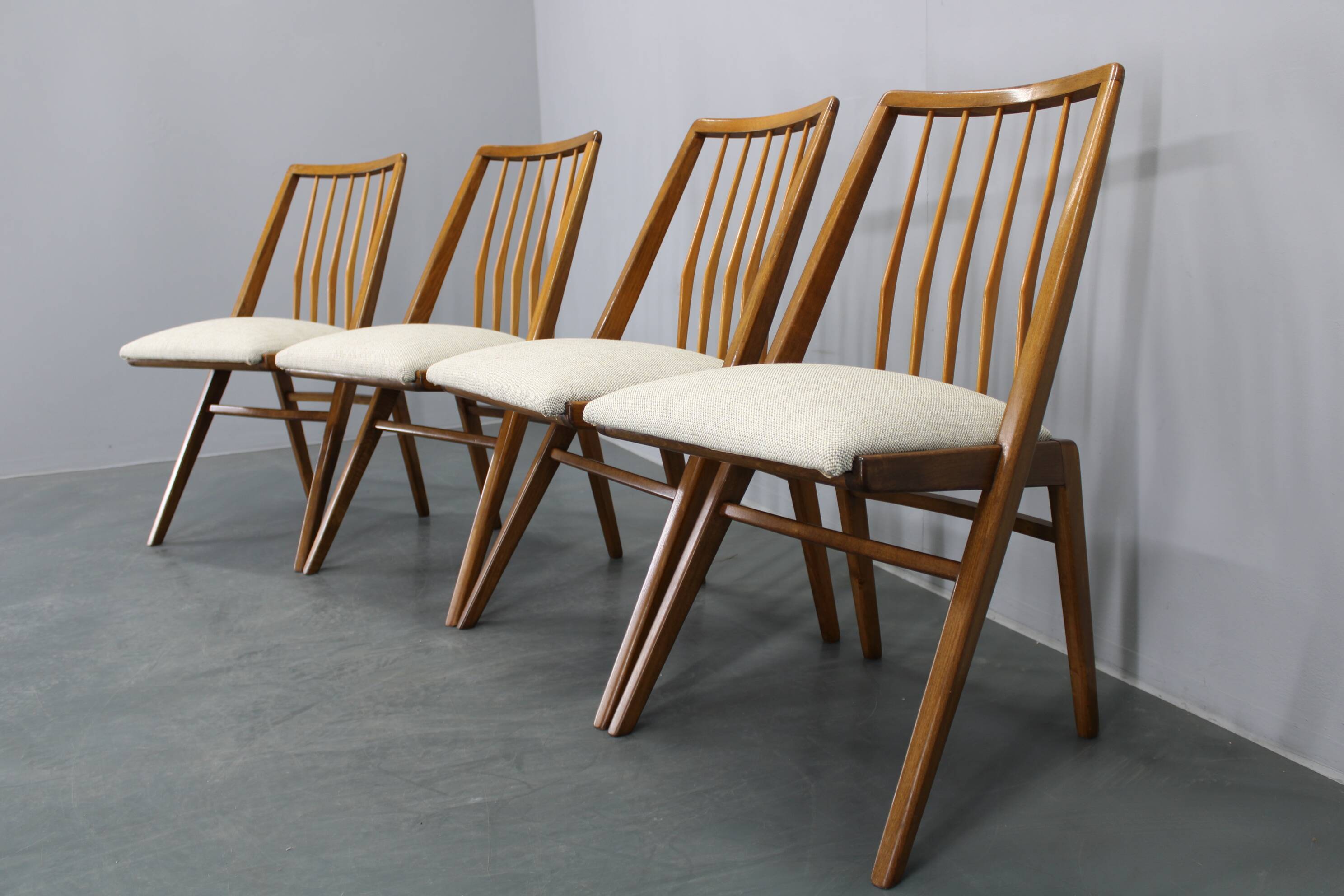 1970s Set of Four Beech Dining Chairs, West Germany