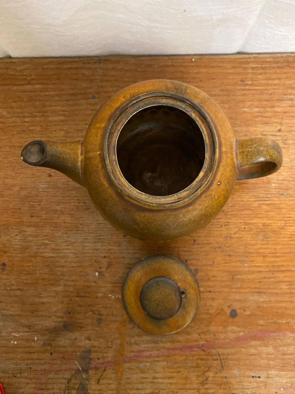 Vintage KW Feuerfest Embossed Brown Ceramic Teapot #C786