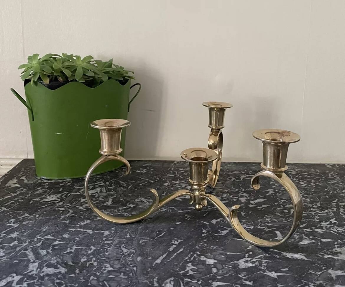 Gold-plated brass candlestick