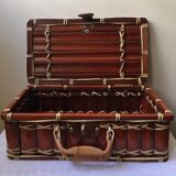 Suitcase in wicker and vintage bamboo