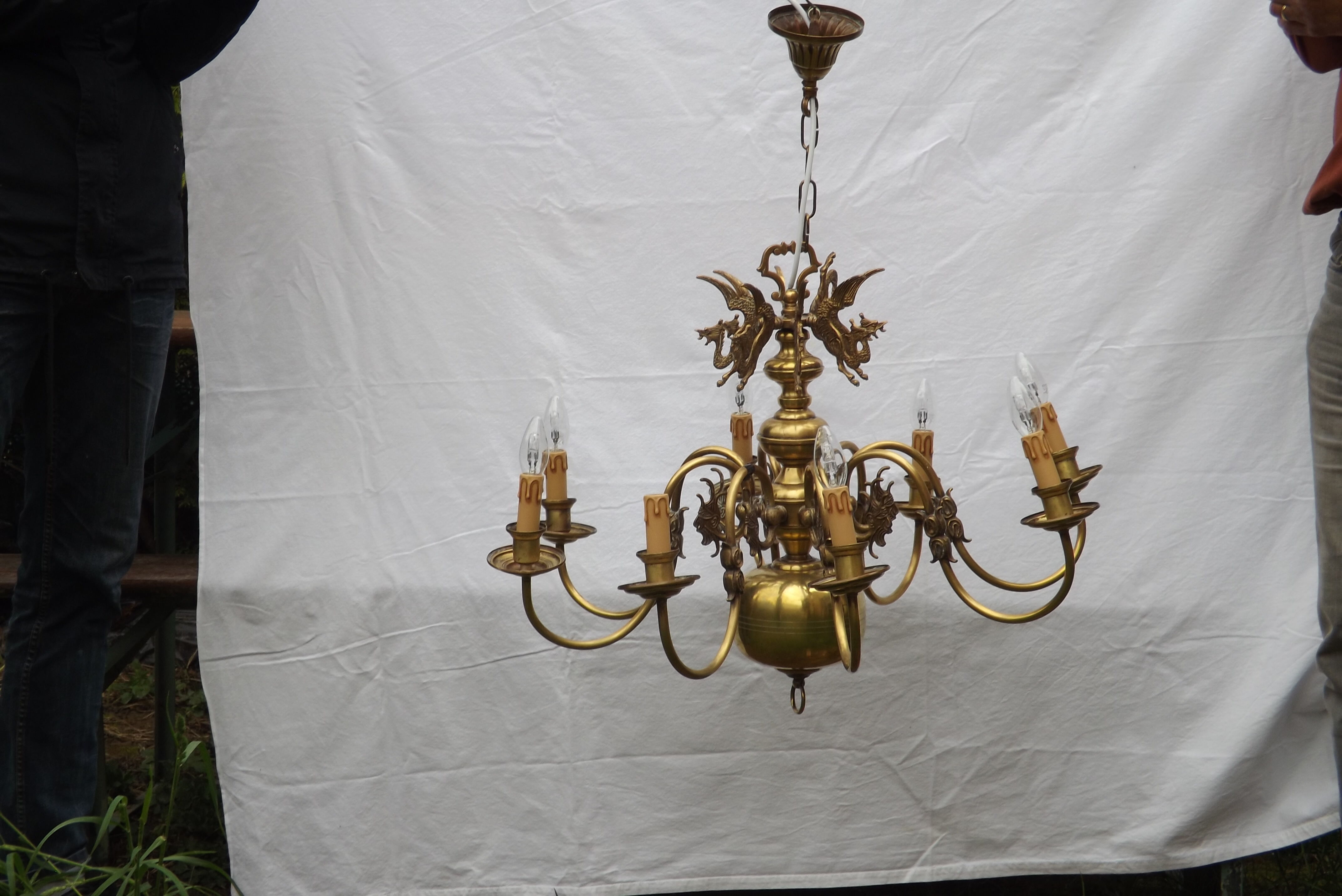 Dutch brass and bronze chandelier