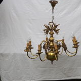Dutch brass and bronze chandelier