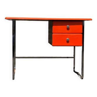 Vintage orange skai chrome desk 1970