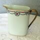 Porcelain milk pot limoges blanche liseret beak and handle dores and garland pink