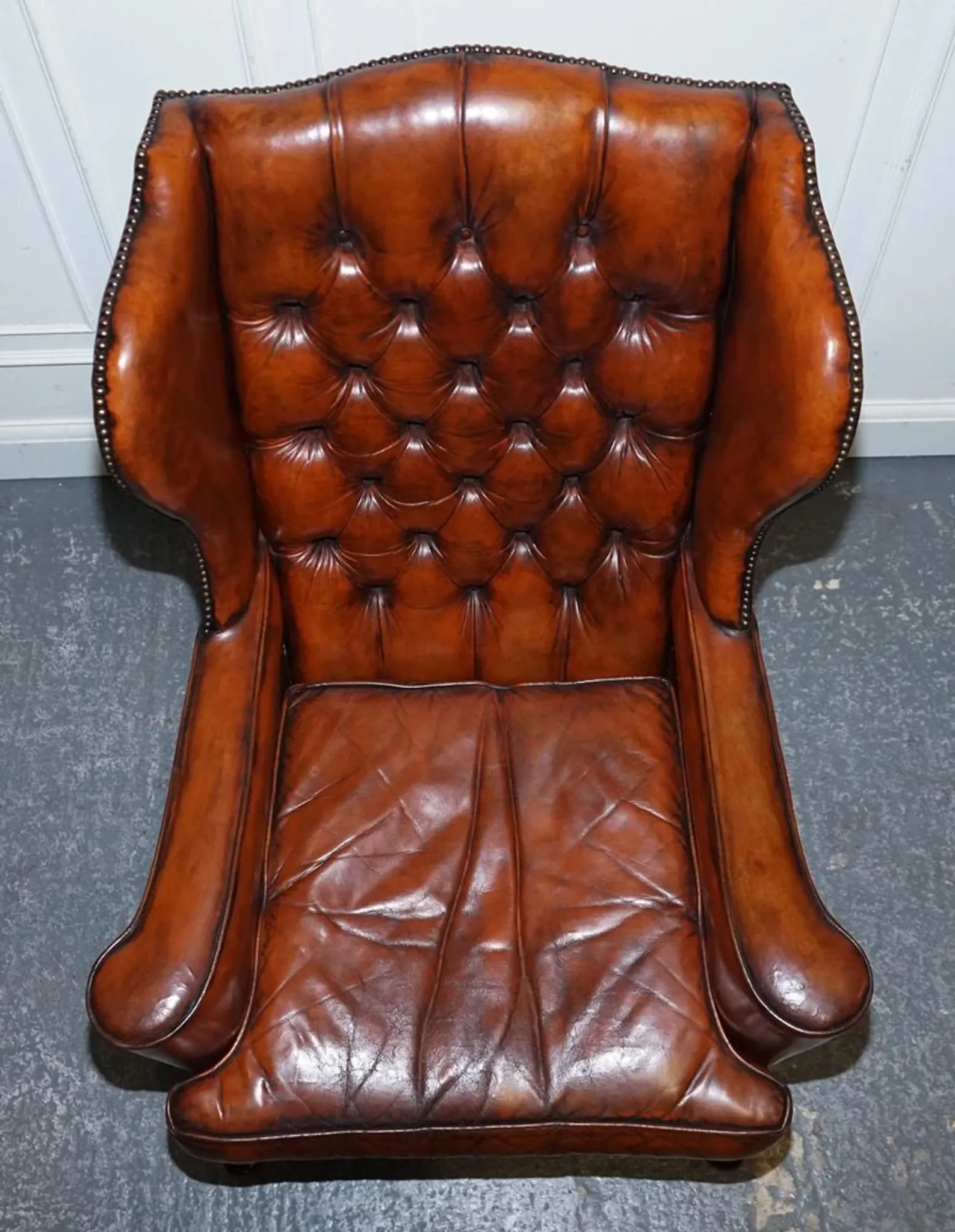 Chesterfield Wingback Armchairs with Flat Arms by William Morris, Set of 2