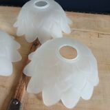 Set of 3 Art Deco glass paste pendant lights