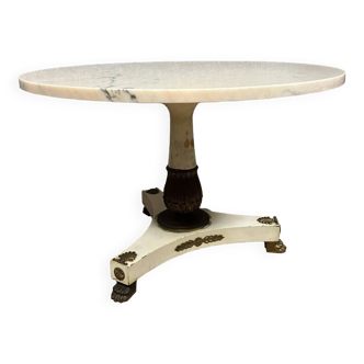 Empire style coffee table in marble, lacquered wood and gilded bronze circa 1920