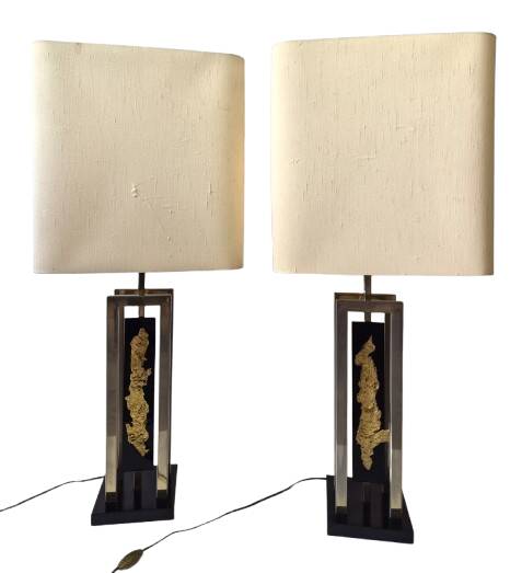 Important pair of lamps 1970, Philippe Cheverny