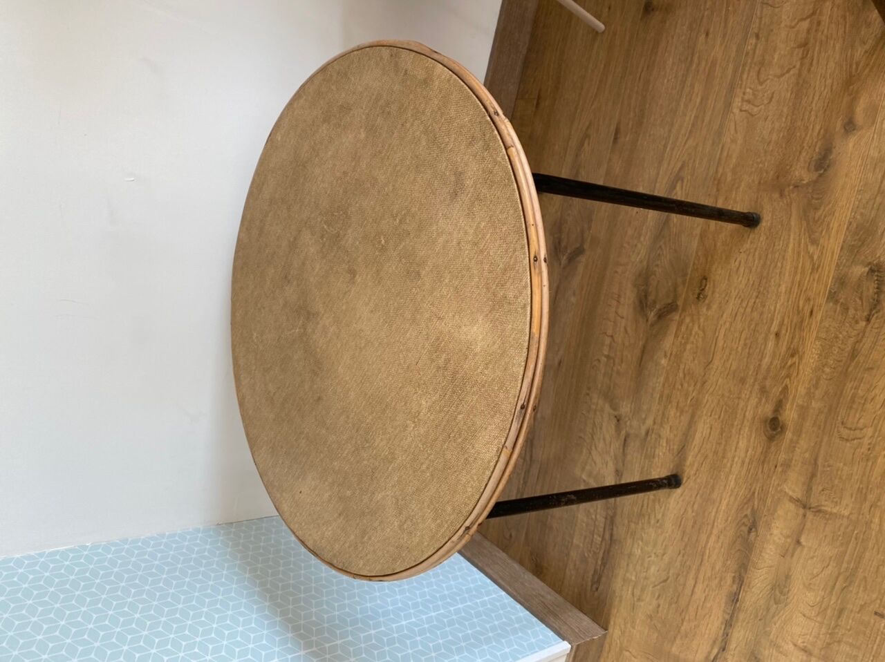 Wood and metal round bass table