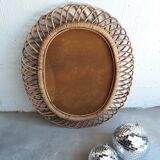 Mirror rattan oval 60x73cm
