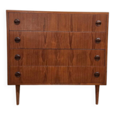 Danish teak commode from the 1960s, 4 drawers, tapered legs.