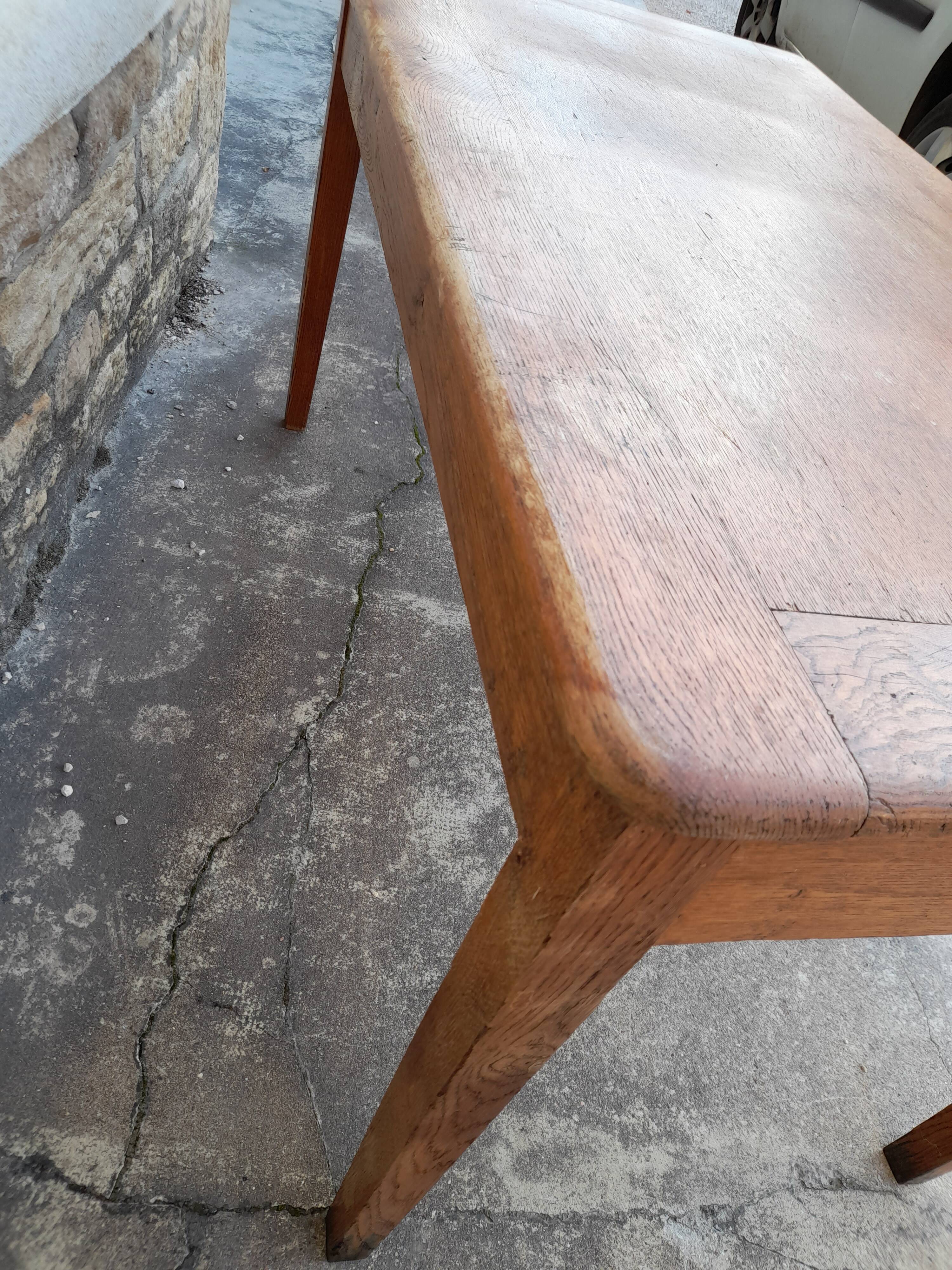 Oak desk table 1950 2 drawers -1m30