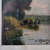 Henri Jacques Delpy (1877-1957) - Three oils on cardboard in the same frame - Landscapes