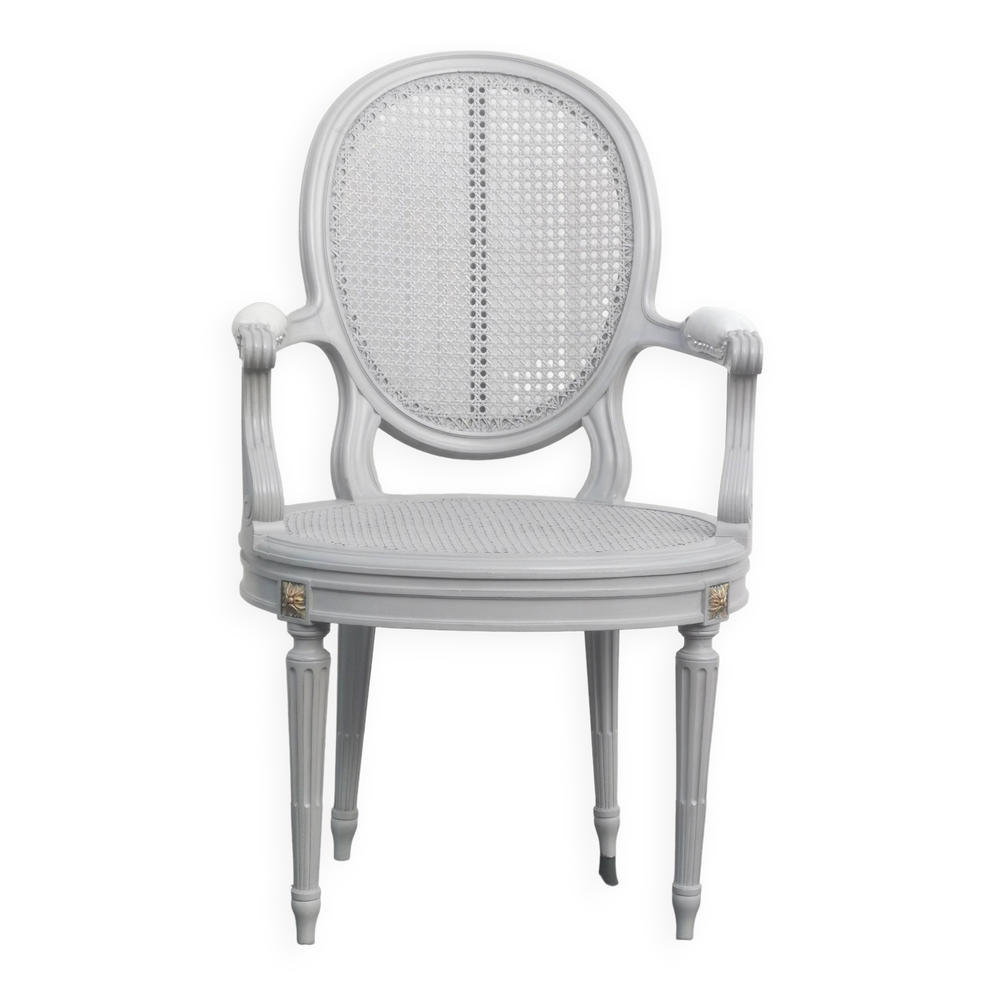 Louis xvi style “grey lacquered” armchair
