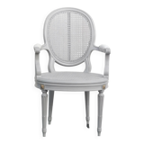 Louis xvi style “grey lacquered” armchair