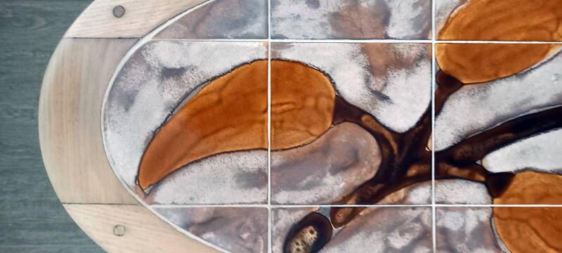 Oval coffee/living room table signed RAYNAUD - 1960s.