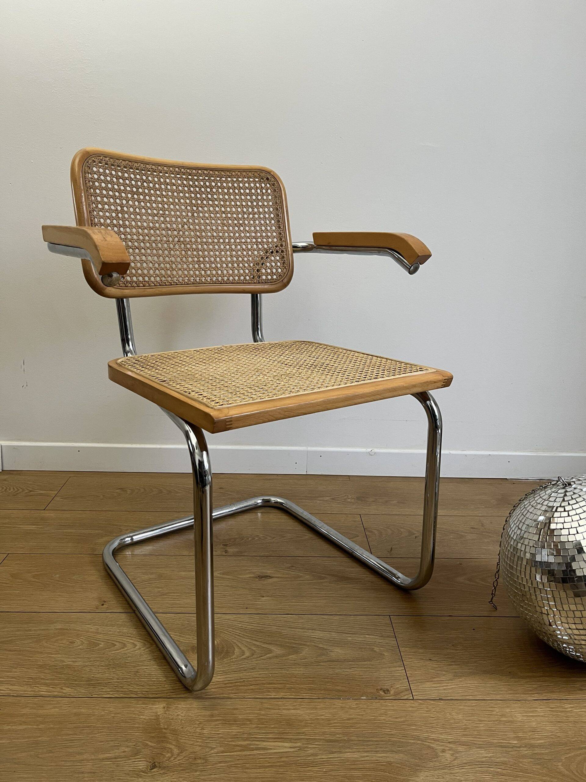 CESCA B64 armchair in canework after Marcel Breuer