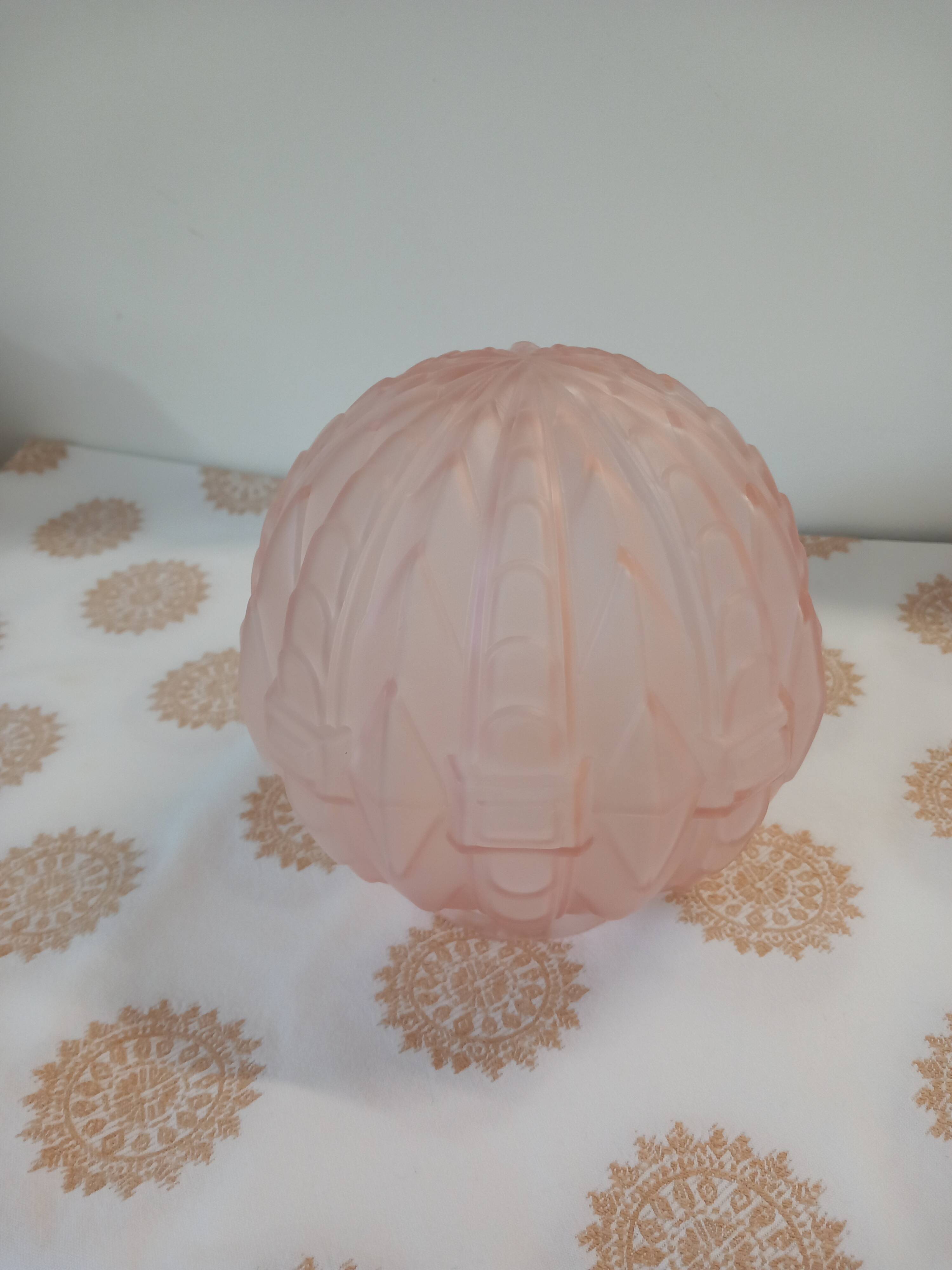 Old pale pink pressed glass globe