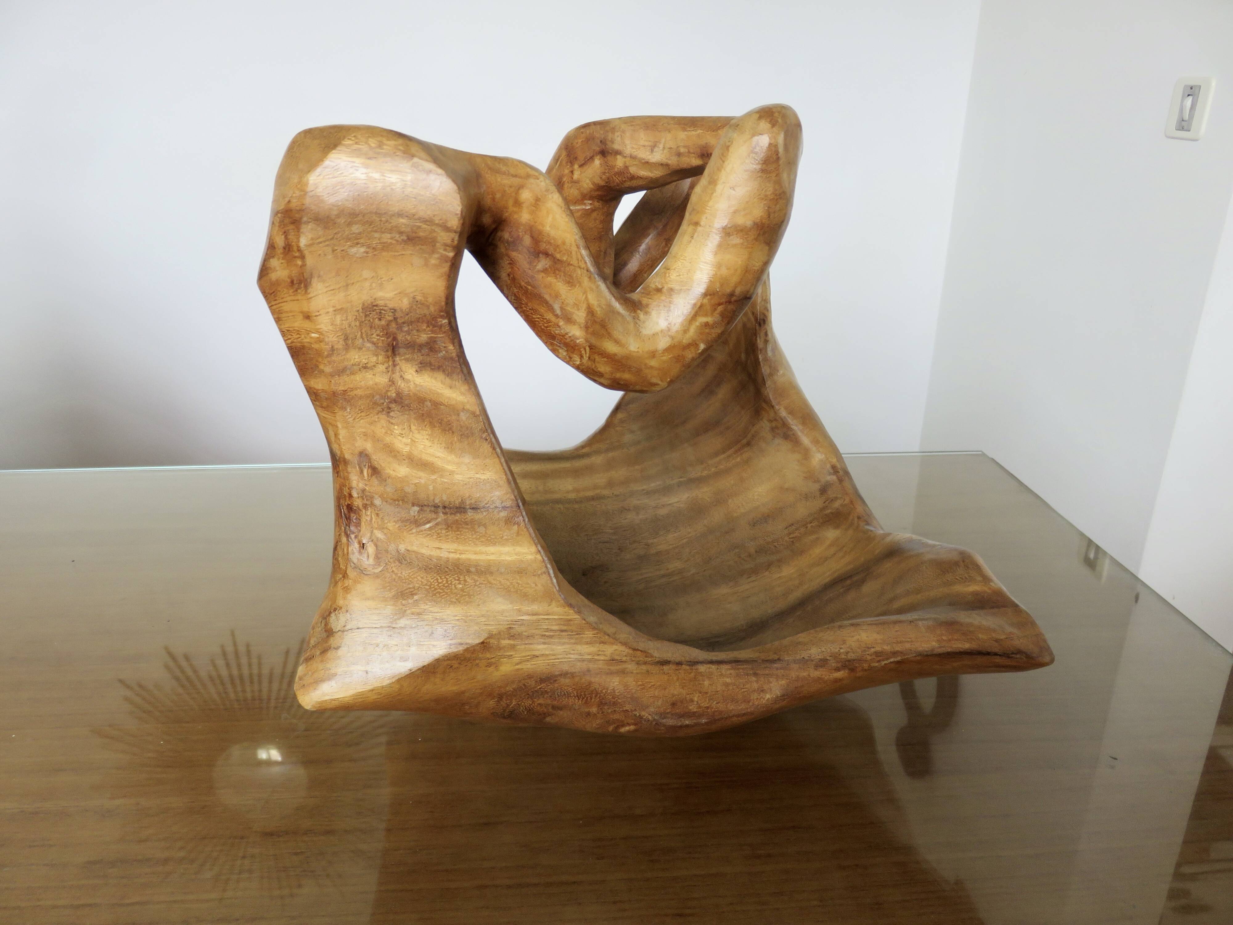 Very large olive wood fruit bowl, 1970, unique item.