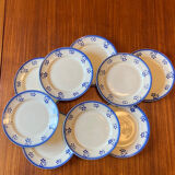Lot of 9 dessert/starter plates Badonviller model Denise blue 1900-1905