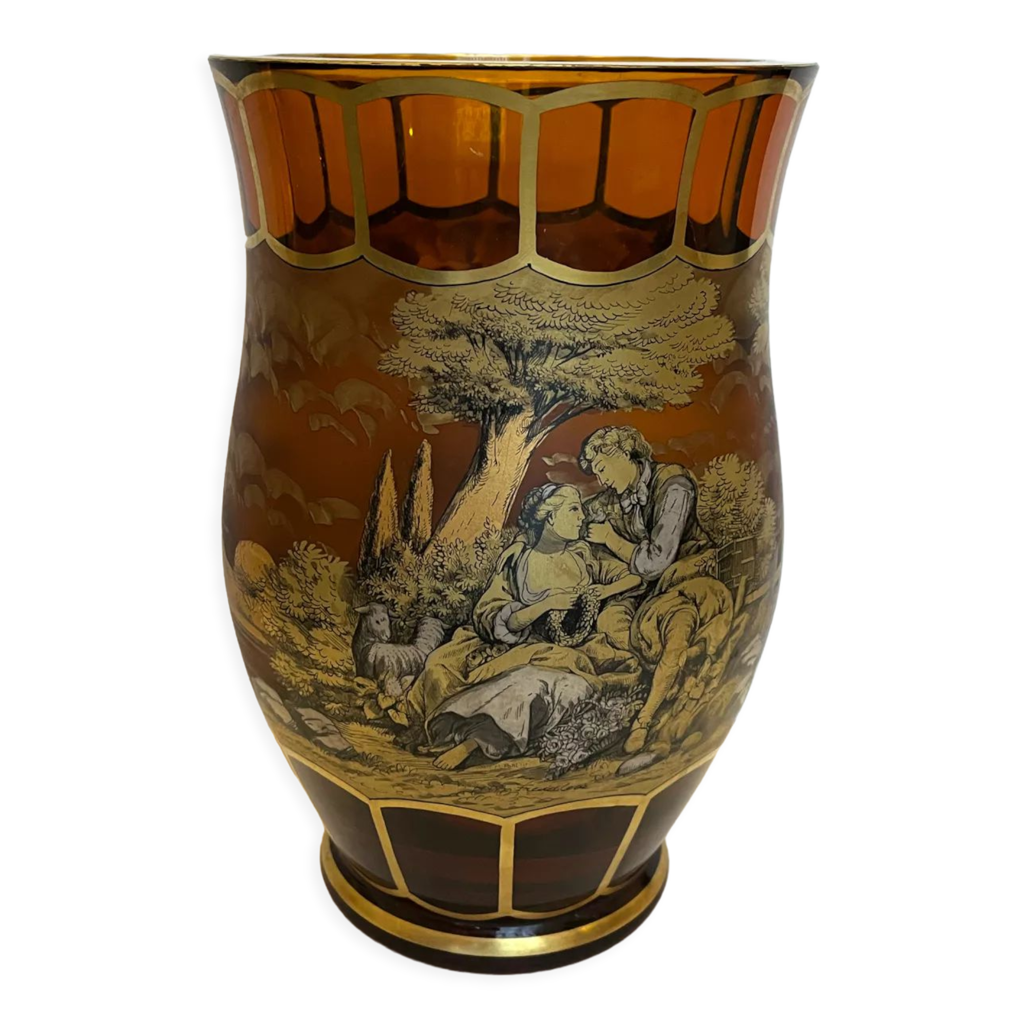 Vase en verre peint