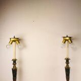 Vintage dutch brass and green table lamps from kullmann, 1970s, set of 2 table lamps. baroque