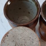 Trio of cups / mazagrans in artisanal pottery sandstone signed 70s