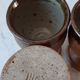 Trio of cups / mazagrans in artisanal pottery sandstone signed 70s