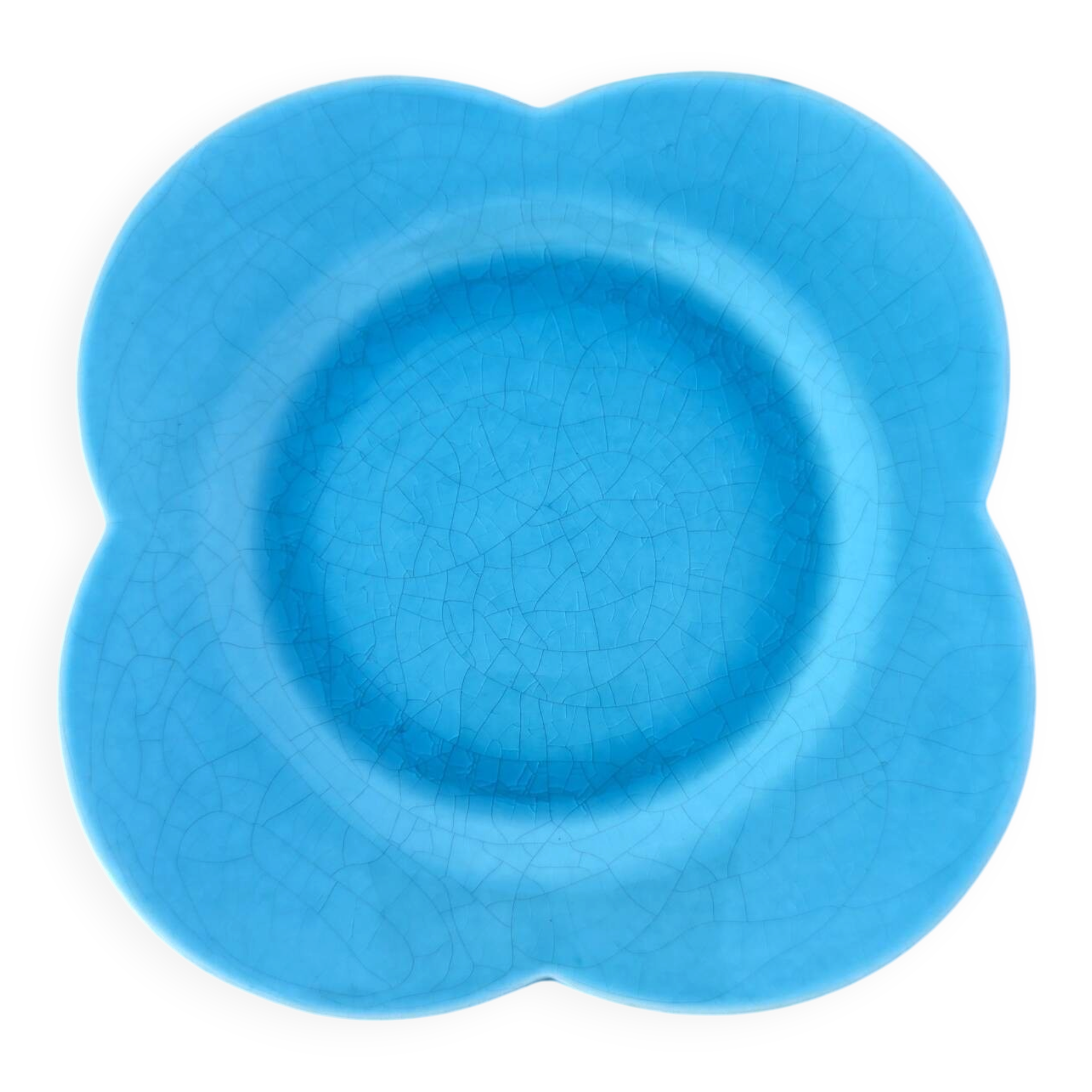 Assiette petit Plat faïence de Charolles bleu turquoise