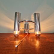 Double wall light in chrome metal, Gaetano Sciolari, 1970.