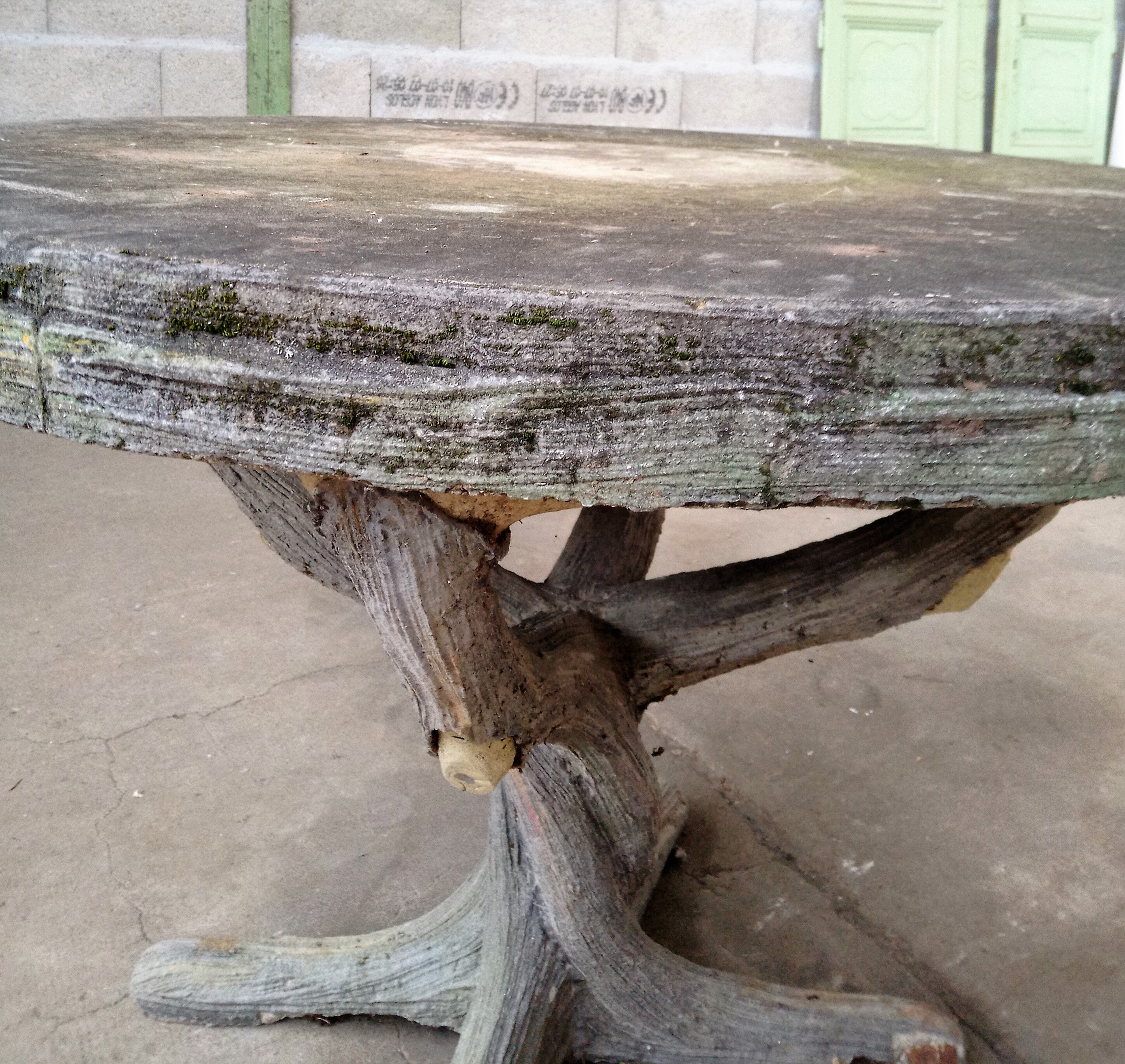 Wood-style cement garden table