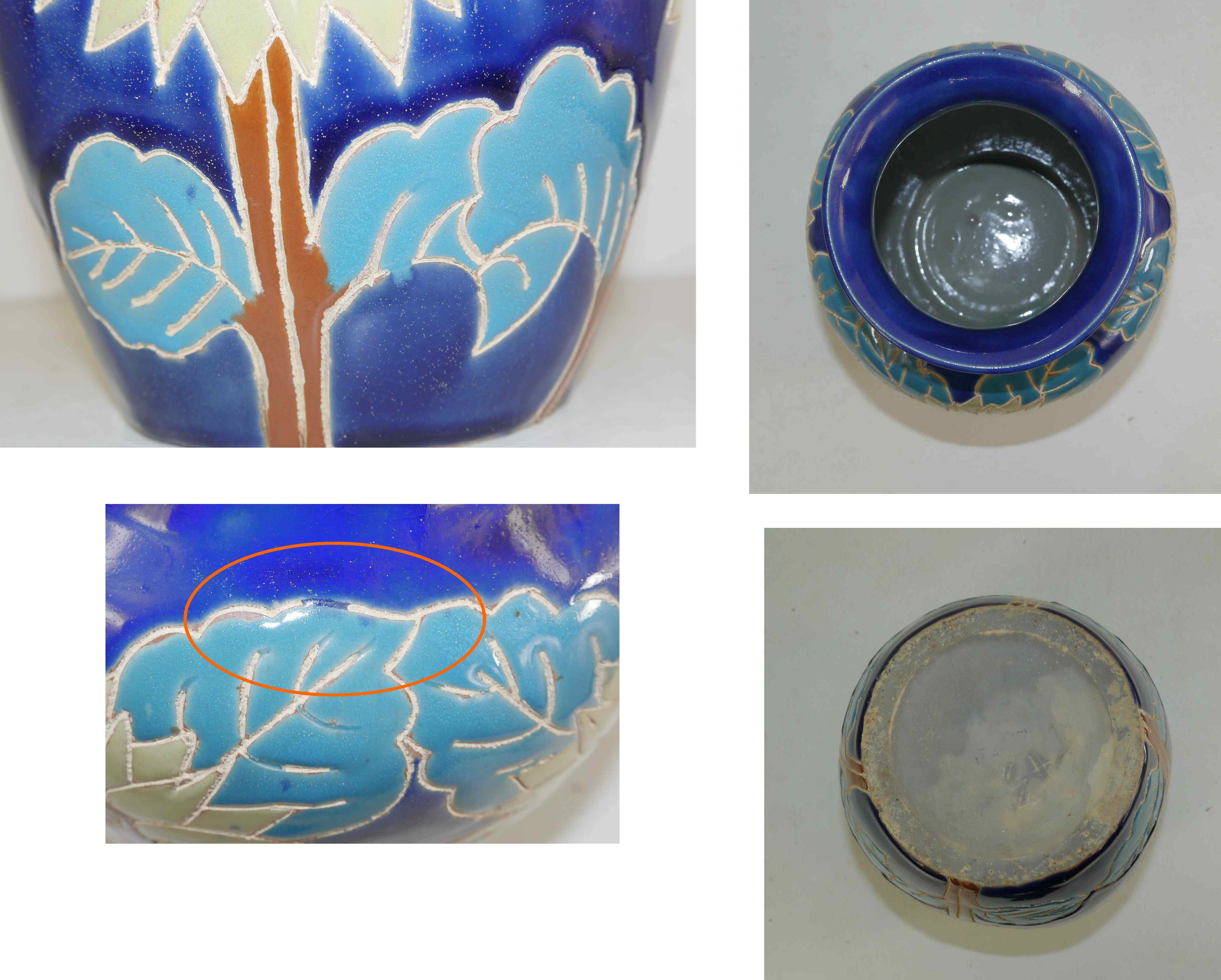 Ancient ceramic vase 50's flowers