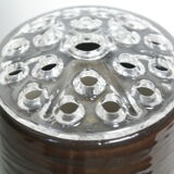 Vase ceramic flowers and brown glass