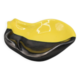 Ancienne ceramique vide poche cendrier design vintage noir jaune dlg vallauris elchinger