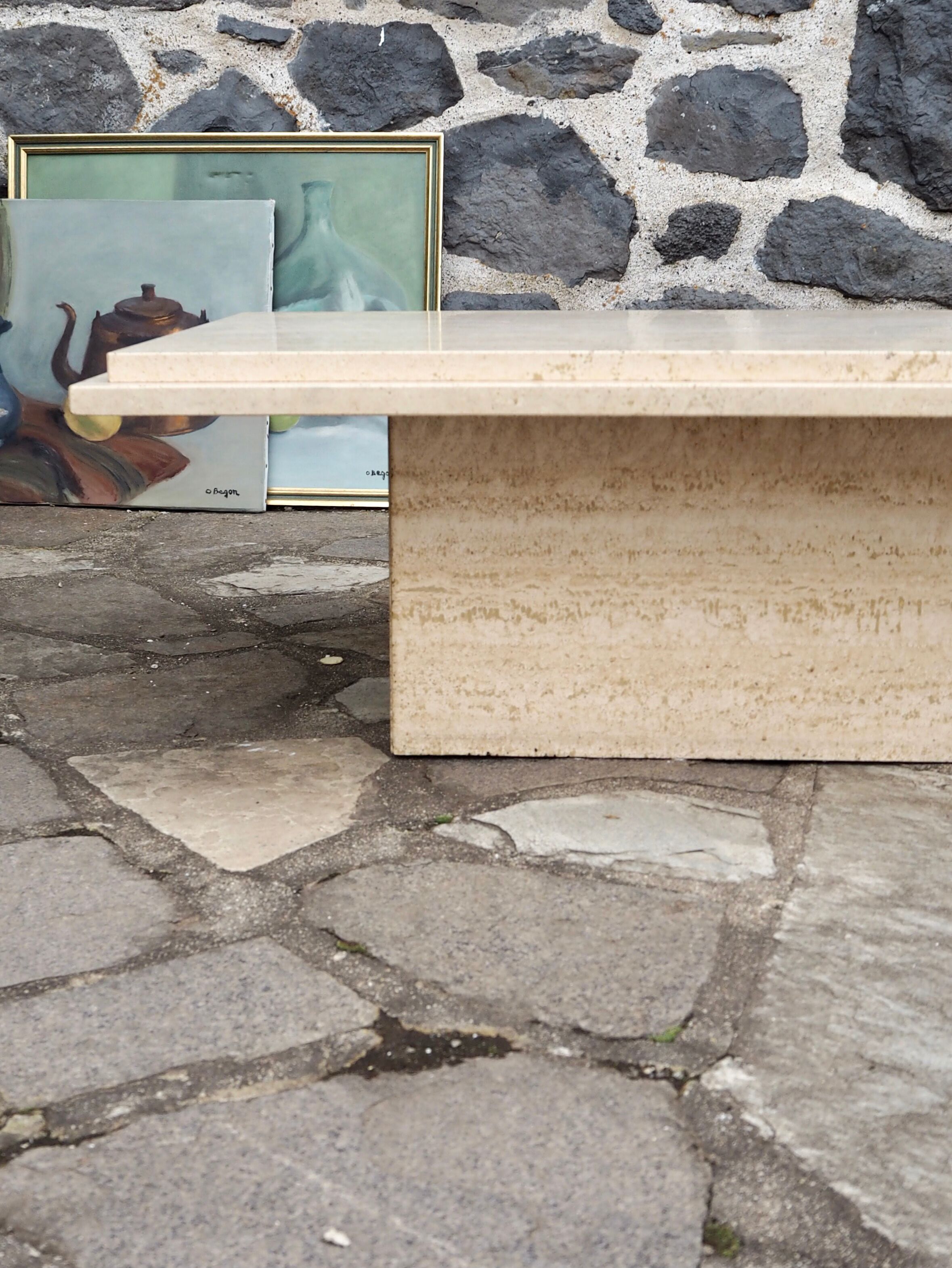 Travertine coffee table