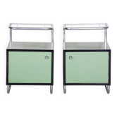 Tables d'appoint Bauhaus en chrome et verre par Vichr a Spol., République tchèque, années 1930, ensemble de 2