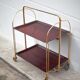 Vintage service, rolling bar, table, wheeled service, golden metal service, folding service
