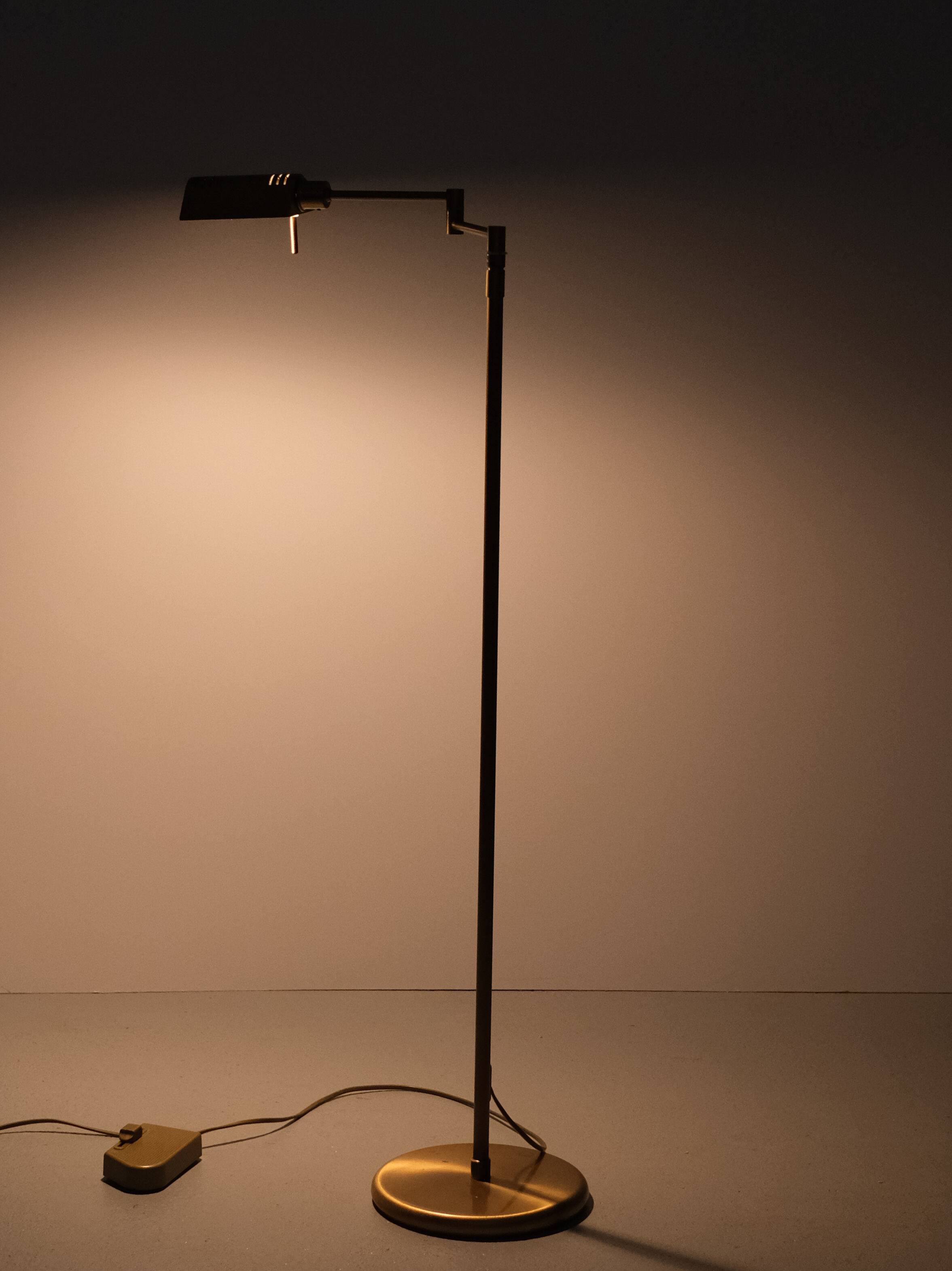 Holtkoetter Swing Arm Brass Floor lamp 1980s Germany