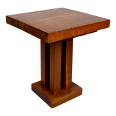 Solid Oak Pedestal Table, Modernist Art Deco, France, Circa 1930