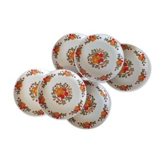 Set of 6 flat plates "manitoba" Moulin des Loups