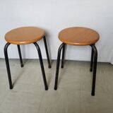 Pair of stackable vintage stocking stools - 50s