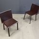 Vintage brown leather dining chairs, set of 6, 1980s