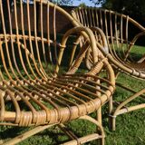 Pair of rattan basket armchairs, 60s