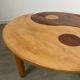 Solid wood coffee table with 2 Yin and Yang elements vintage 60s